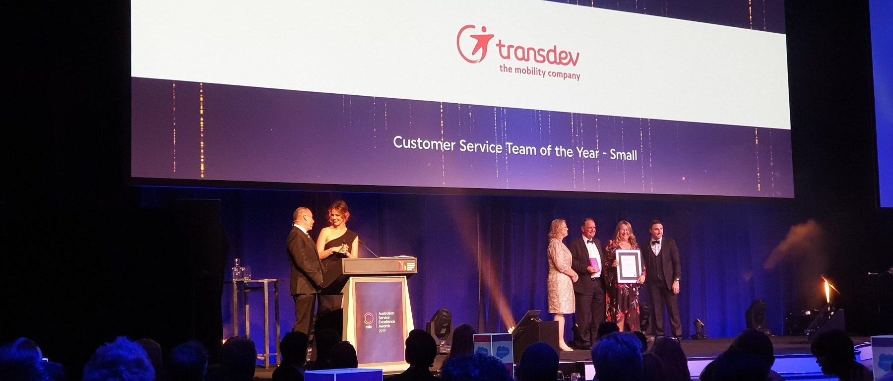 Image of Transdev Sydney team receiving customer service award