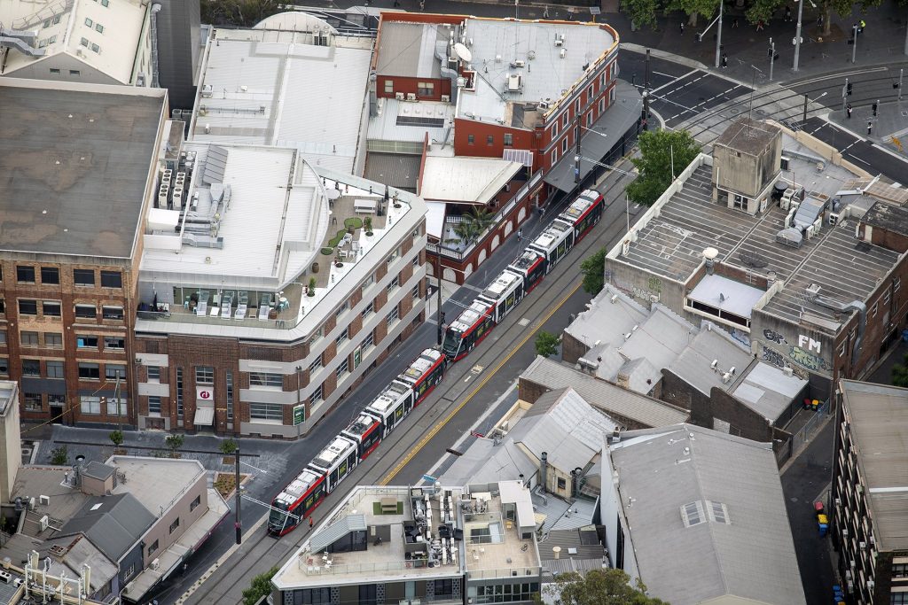 Aerial view of Sydney Light Rail