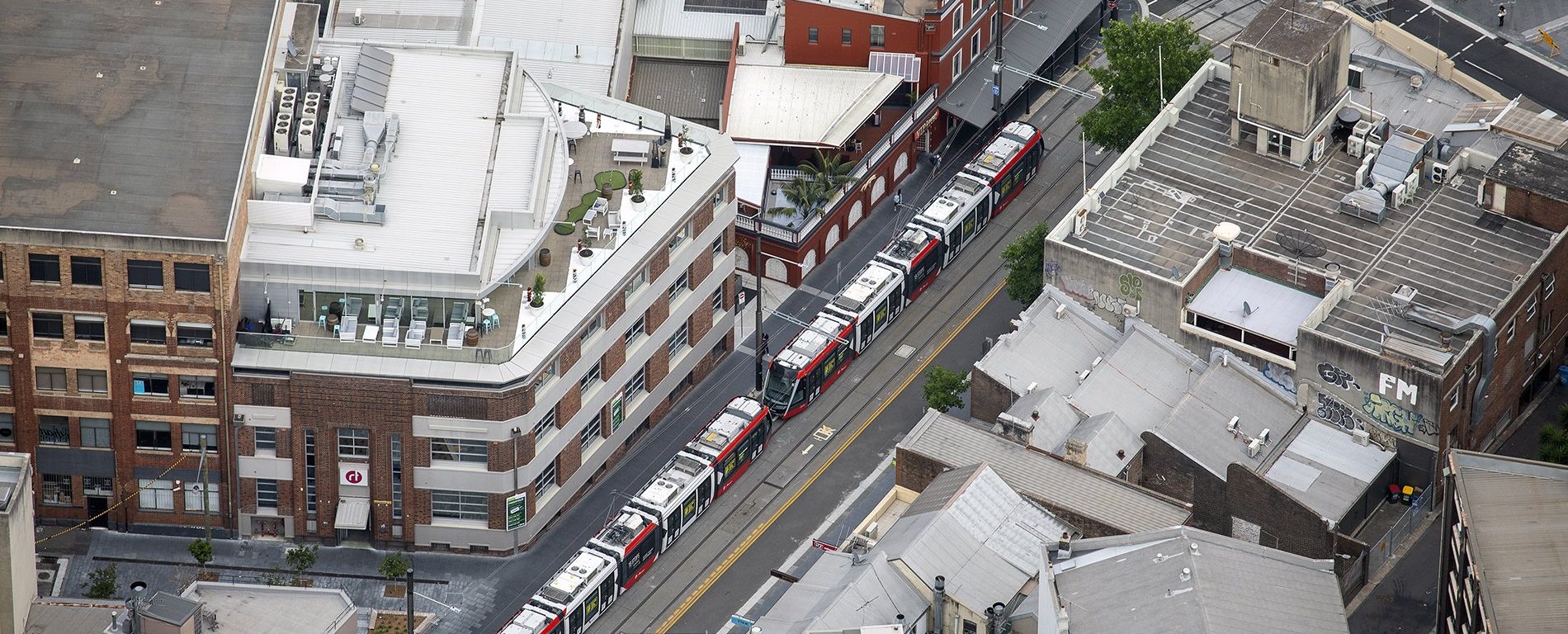 Aerial view of Sydney Light Rail