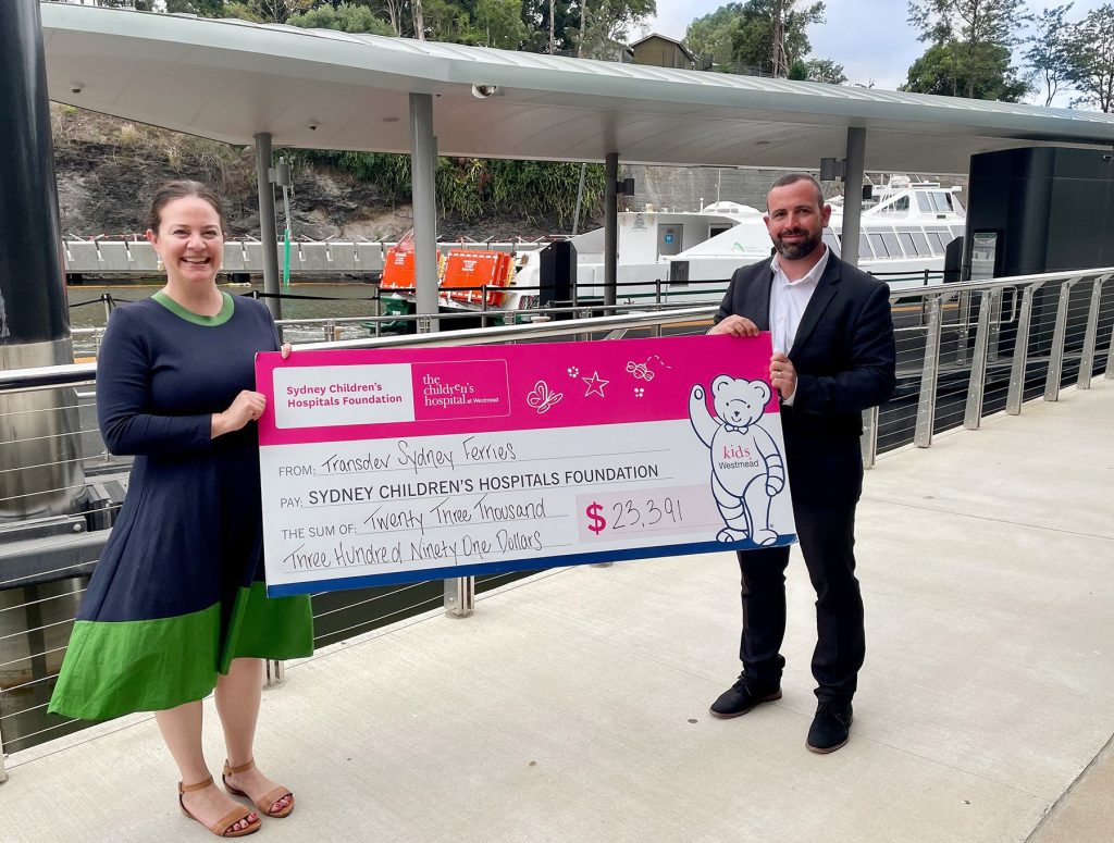 Sydney Ferries MD Dean Helm presents donation to Westmead Children's Hospital