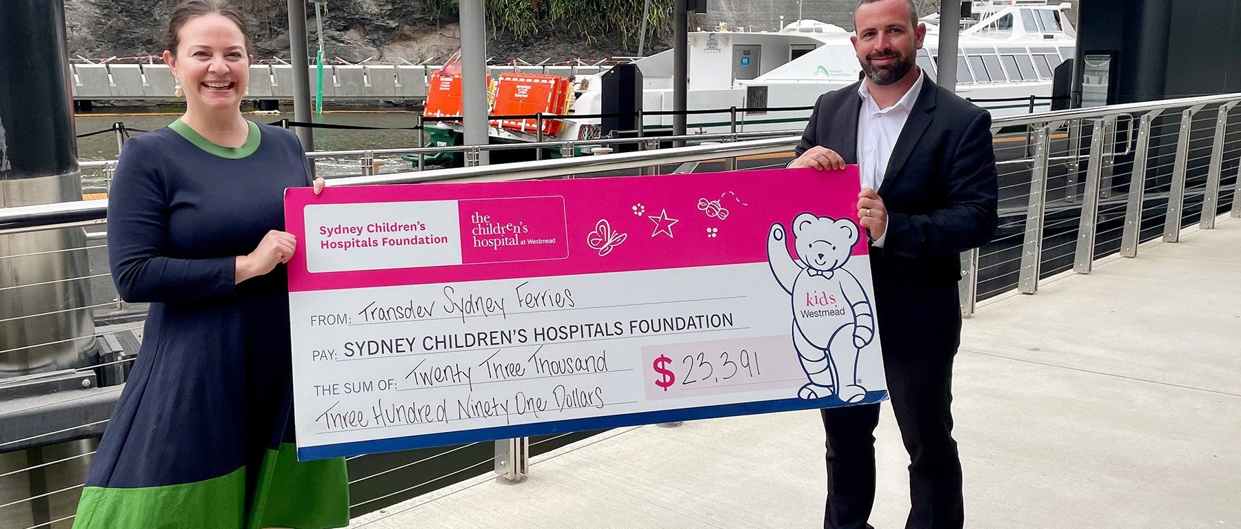Sydney Ferries MD Dean Helm presents donation to Westmead Children's Hospital