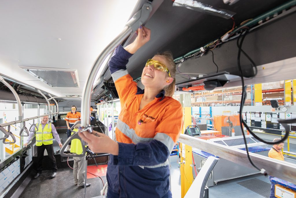 Transdev and Volgren electric bus in manufacture.