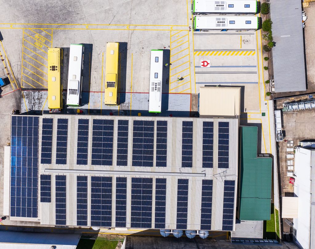 Image of solar panels at Transdev Queensland depot