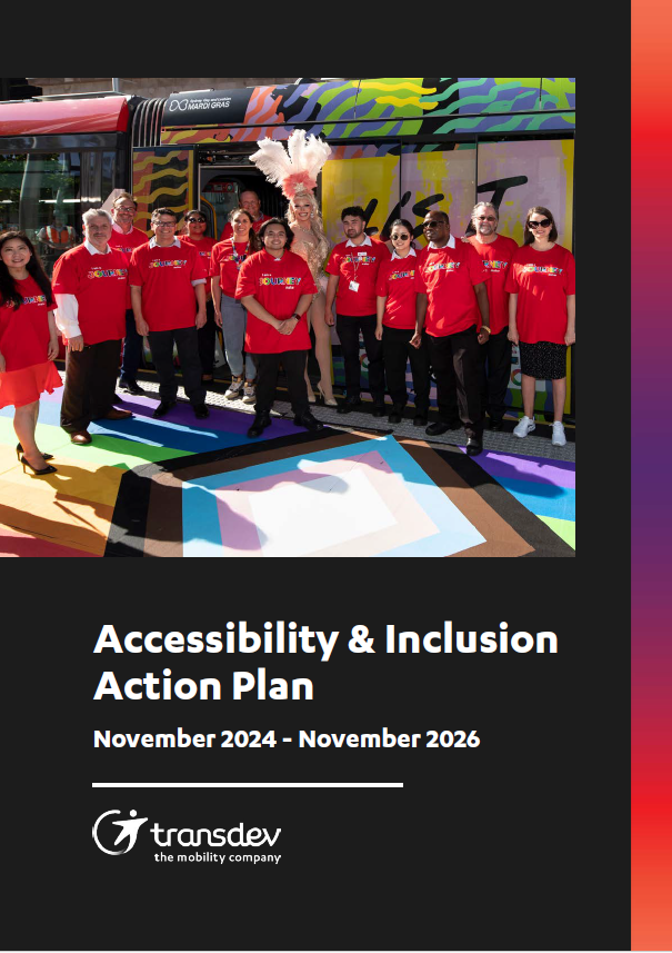 A thumbnail of the front cover of Transdev Australia & New Zealand's 2024—2026 Accessibility & Inclusion Plan.
